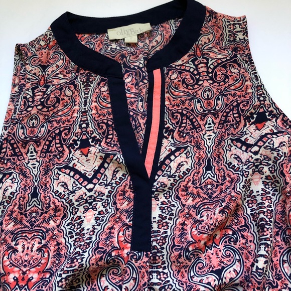 Olive & Oak paisley print sheer sleeveless blouse top - Picture 4 of 6
